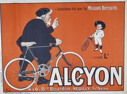 null Cyclisme / Alcyon / Neuilly. Affiche originale entoilée. "Souviens-toi que la...