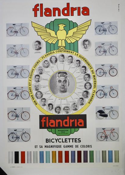 null 
Cyclisme. Flandria. Affiche entoilée de la célèbre marque de cycles autour...