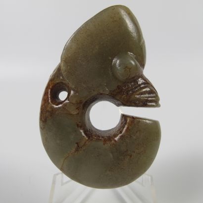 null Nephrite Celadon Jade Pig Dragon. L 6 cm. Northeast China, Inner Mongolia. Possible...