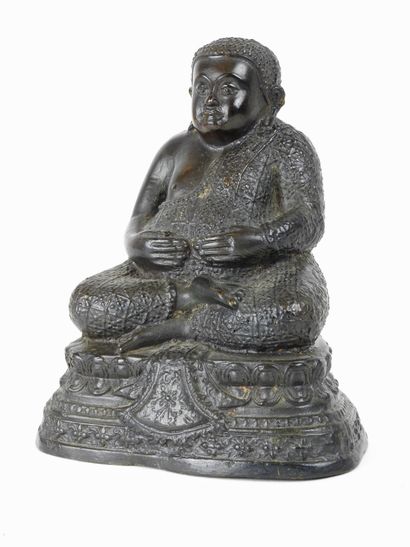 null Bouddha assis sur un trône lotiforme.Bronze.Siam.

H :10cm.