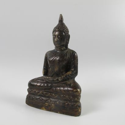null Statuette de Bouddha en Samadhi. Bronze à patine brune. H 13cm. Thaïlande. XIXe...
