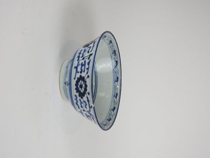 null Bol à piédouche.

Porcelaine blanc bleue.

Chine.XIXès.En l’état.

D :16 cm