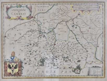 null Set of 4 old maps heightened with colors representing the county of Artois for...