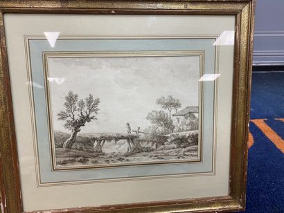 null 
French school of the 19th century, landscapes

Pair of ink and wash on paper

18...