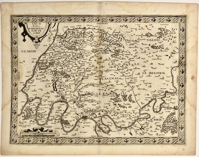 null Map of ILE DE FRANCE engraved by Jean LE CLERC (Nancy 1586 -1633) " Parisiensis...
