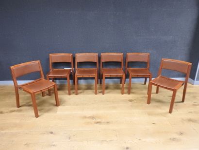 null Jean-Michel Wilmotte 

Suite de six chaises circa 1990

Structure en bois, assise...