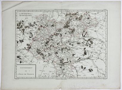 null Map XIXth " Government of ILE DE FRANCE. "by Tardieu (c. 1842) (40 x 55 cm)...