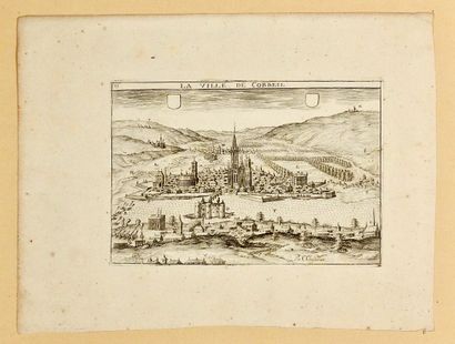 null ESSONNE. « La Ville de CORBEIL » par Claude CHASTILLON Graveur. (c. 1641) (20...