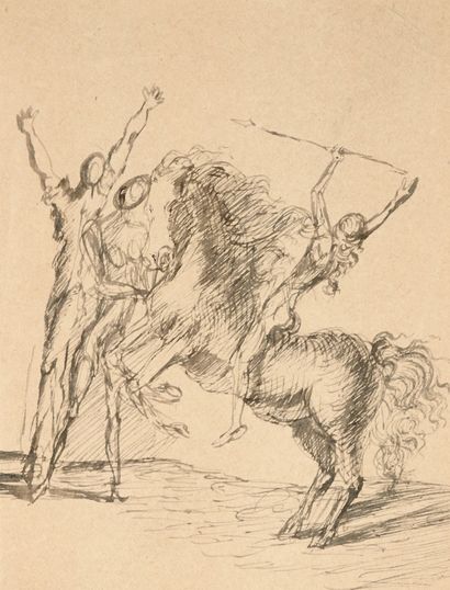 null Salvador Dali (1904-1989)

Couple and Horseman Wielding a Spear, ca. 1927

Pen...