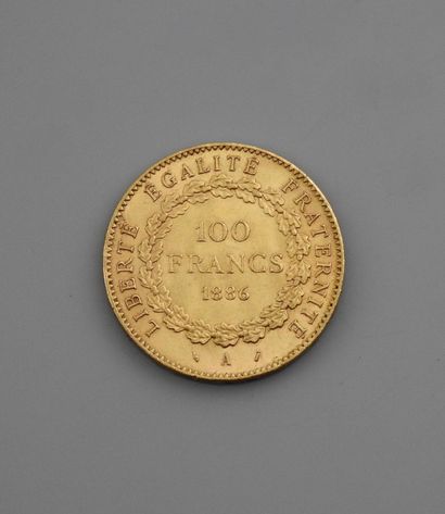 null Une pièce 100 francs or 1886, poids : 32,3gr. brut.