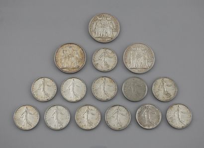 null Lot of 15 pieces of 5 francs silver: 3 x 1960, 1 x 1961, 3 x 1962, 1 x 1963,...