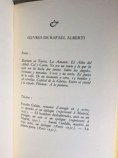 null Alberti Rafael.Poèmes. Edité à Paris, chez GLM , 1952 (copyright). 

De format...