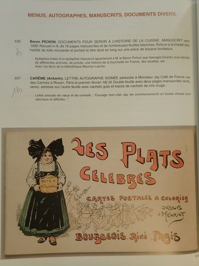 null Collectif [Anaf Arts Auction].Collection Jean-Paul Lacombe. Bibliothèque Gastronomique....