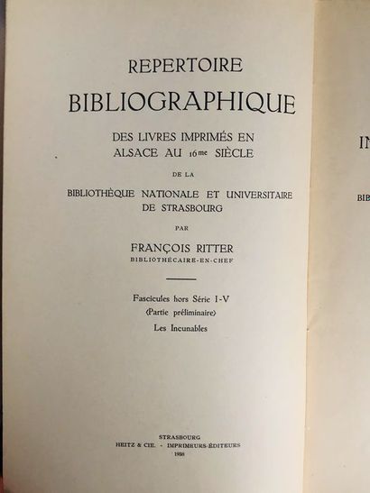 null Ritter François.Catalogue des incunables Alsaciens de la bibliothèque nationale...