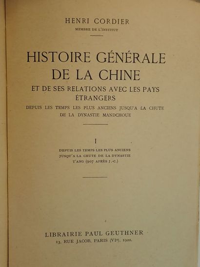 null Cordier, Henri.Histoire générale de la Chine et des relations avec les pays...