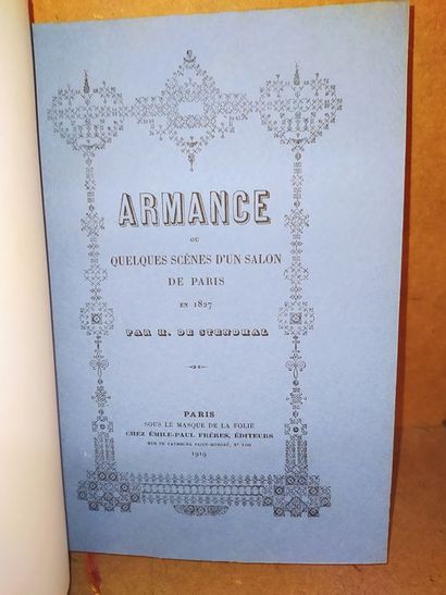 null Stendhal H. De.Armance ou quelques scènes d'un salon de Paris, en 1827. Edité...