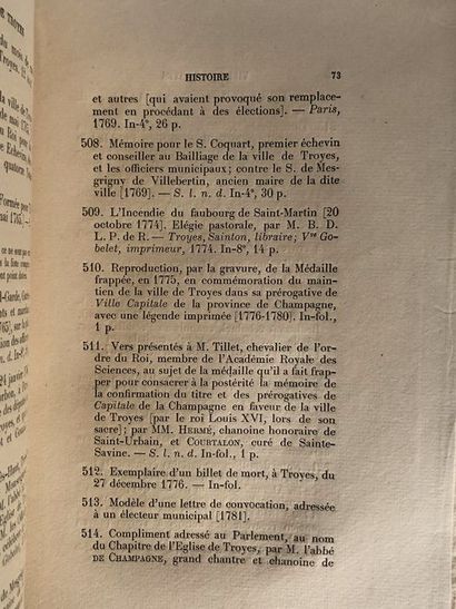 null Pigeotte , M. Léon.Catalogue d'ouvrages et pièces concernant Troyes La Champagne...