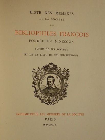 null Collectif.Liste des Membres de la Société des Bibliophiles François fondée en...