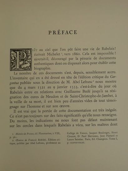 null Plattard, Jean.La vie de François Rabelais. Paris et Bruxelles, Van Oest, 1928....