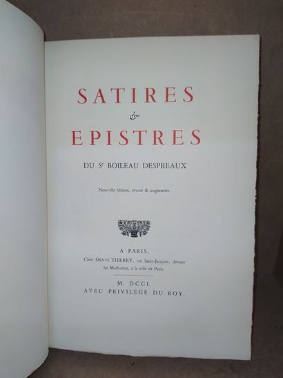 null Despréau xBoileau.Satires et épistres. Edité à Paris, chez E. Baudelot, en 1957,...