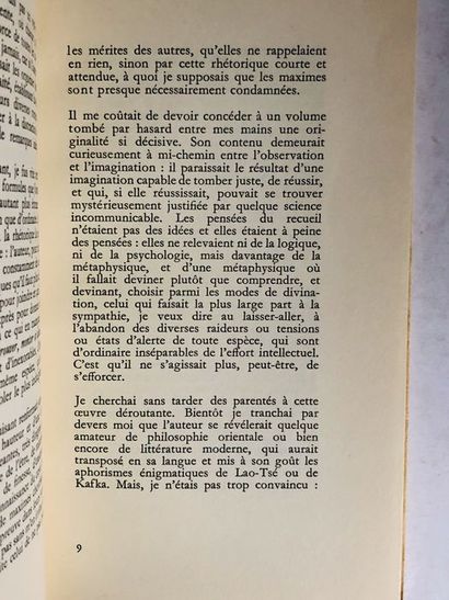 null Porchia Antonio.Voix. Edité à Paris, chez GLM, en 1949. 

De format in 12 ,...
