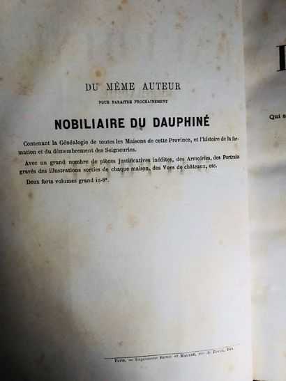 null Rochas Adolphe.Biographie du Dauphiné contenant l' Histoire des Hommes nés dans...
