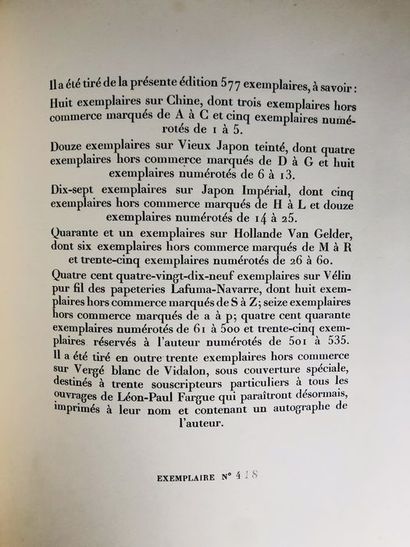 Fargue Léon-Paul.Epaisseurs. Edité à Paris,...