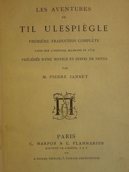 null N/A (Jannet, Pierre).Les aventures de Til Ulespiègle. Paris, C. Marpon E. Flammarion,...