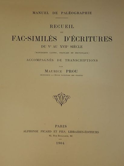 null Prou, Maurice.Recueil de fac-similés d'écritures du Ve au XVIIe siècle (Manuscrits...