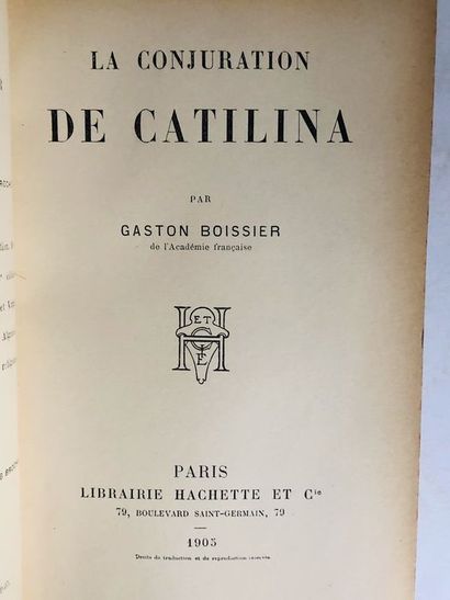  Boissier Gaston.Boissier Gaston. Edité à Paris, chez librairie Hachette et Cie,...