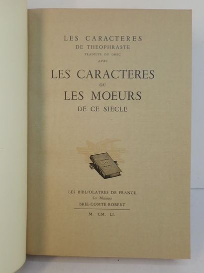 null Bruyère.Les Caractères ou Les Mœurs de ce Siècle. Brie-Comte-Robert, les Bibliolâtres...