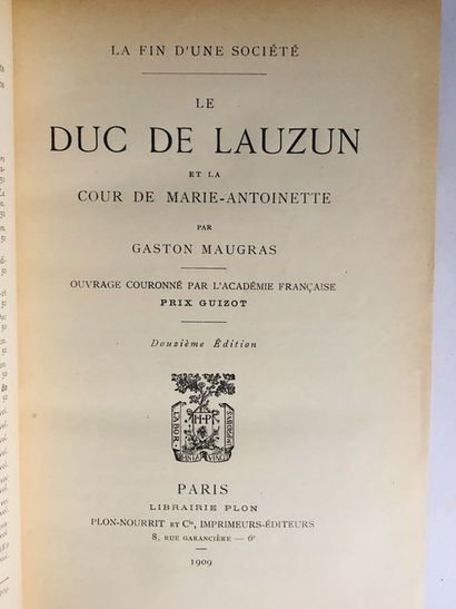 null MAUGRAS (Gaston)?.Le Duc de Lauzun et la Cour intime de Louis XV?. Edité à Paris...
