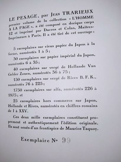null Trarieux Jean - Maurice Taquoy.L' Homme à la page: Le Pesage. Edité à Paris,...