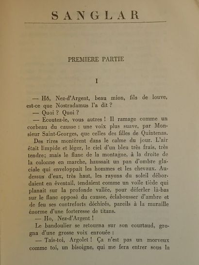 null Genevoix, Maurice.Sanglar. Roman. Paris, Flammarion, 1946. In-8 de 18.5 x 12...