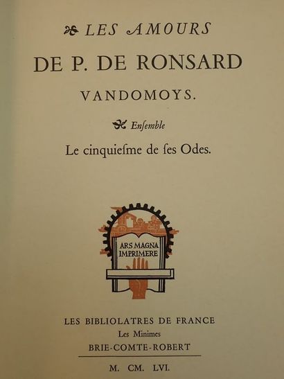 null Ronsard, P. de.Les amours de P. de Ronsard Vandomoys. Brie-Comte-Robert, les...