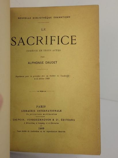 null Daudet, Alphonse.Le Sacrifice. Paris, Librairie Internationale, A. Lacroix,...
