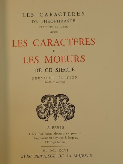 null Bruyère.Les Caractères ou Les Mœurs de ce Siècle. Brie-Comte-Robert, les Bibliolâtres...