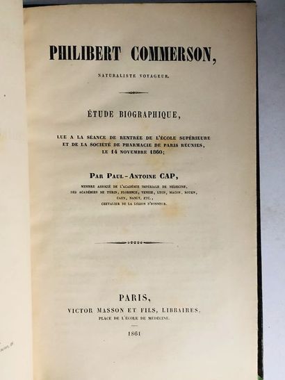  CAP Paul Antoine.Philibert Commerson Naturaliste Voyageur Etude Biographique. Edité...