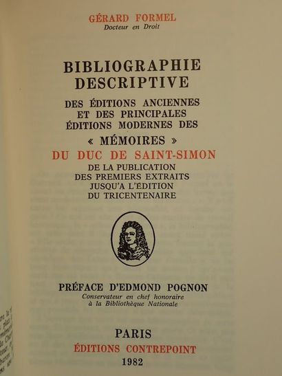 null Formel, Gérard.Bibliographie des Mémoires du Duc de Saint-Simon. Préface d'Edmond...