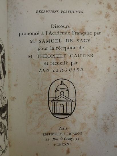 null Larguier, Léo.Discours prononcé à l'Académie Française par M. Samuel de Sacy...