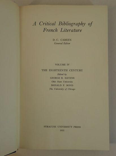 null Cabeen, D.C. / Havens, George R. / Bond, Donald F..A Critical Bibliography of...