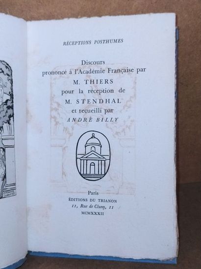 null Hémard Joseph /Adolphe Thiers / André Billy.Discours prononcé à l'académie française...