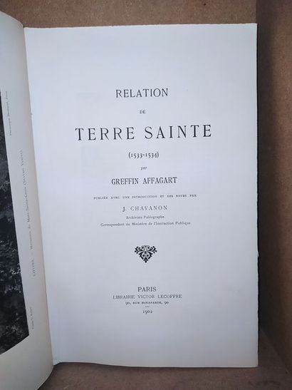  Affagart Greffin.Relation de Terre Sainte (1533-1534). Edité à Paris, à la Librairie...