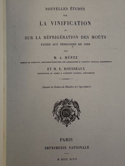 null Müntz, M.A. et Rousseaux, M.E..Nouvelles études sur la vinification et sur la...