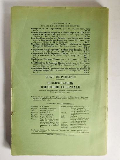 null Collectif.Revue d' Histoire des Colonies Table Bibliographique 1913 - 1932....