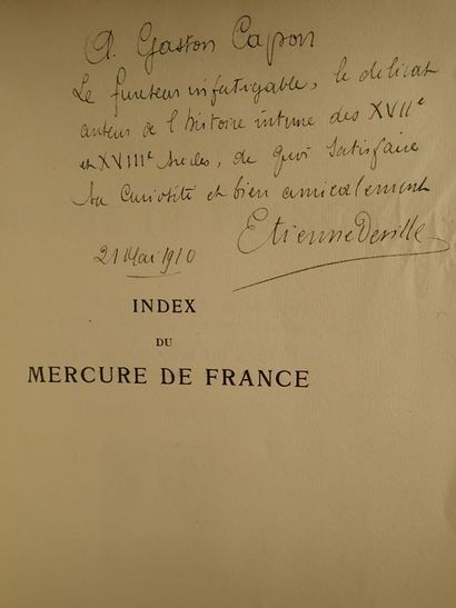 Deville, Etienne [Envoi de].Index du Mercure...