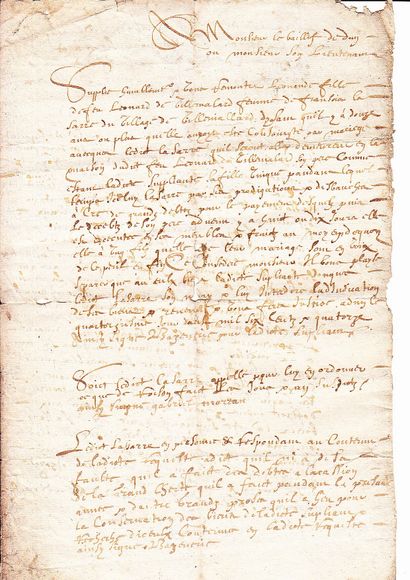 null LOIR-ET-CHER. VILLEMALARD (41). Copy of the Request to Mr. the Bailiff of DUN...