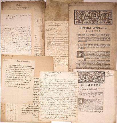 Famille de MAILLY About 11 letters or handwritten or printed pieces, some L.A.S.,...