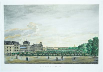 null PARIS «VUE DES TUILERIES.» Gravure vers 1800 de Damame-Demartrais. (Vue du Château...
