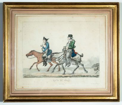 null "POISSY ROAD." Designed by Carle VERNET, engraved by DEBUCOURT. Circa 1817....